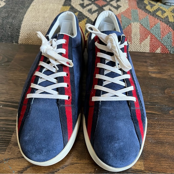 💕HOST PIcK (twice)💕 GUCCI Boulevard Web Detail Blue Suede Sneakers 9G (US 9.5) - Picture 3 of 10